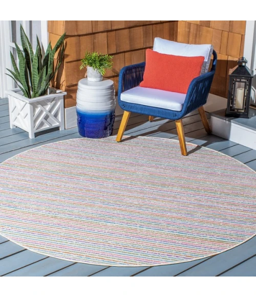 Safavieh Summer Ivory / Blue SMR421 6 ft. 7 in. X 6 ft. 7 in. Round Rug