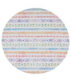 Safavieh Summer Ivory / Blue SMR429 6 ft. 7 in. X 6 ft. 7 in. Round Rug