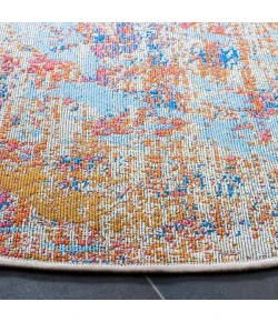 Safavieh Summer Ivory / Light Blue SMR451 6 ft. 7 in. X 6 ft. 7 in. Round Rug