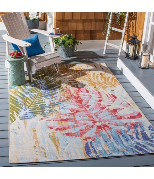 Safavieh Summer Blue / Beige SMR487 6 ft. 7 in. X 6 ft. 7 in. Round Rug