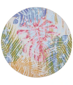 Safavieh Summer Blue / Beige SMR487 6 ft. 7 in. X 6 ft. 7 in. Round Rug