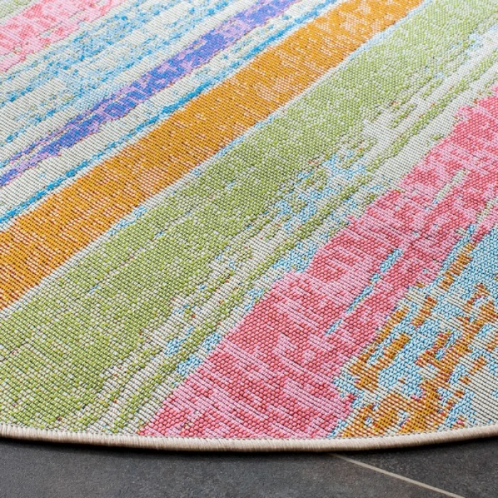 Safavieh Summer Ivory / Green SMR496 6 ft. 7 in. X 6 ft. 7 in. Round Rug