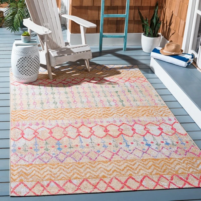Safavieh Summer Gold / Blue SMR497 6 ft. 7 in. X 6 ft. 7 in. Square Rug
