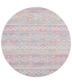 Safavieh Summer Ivory / Pink SMR498 6 ft. 7 in. X 6 ft. 7 in. Round Rug