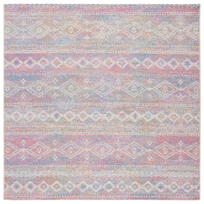 Safavieh Summer Ivory / Pink SMR498 6 ft. 7 in. X 6 ft. 7 in. Square Rug