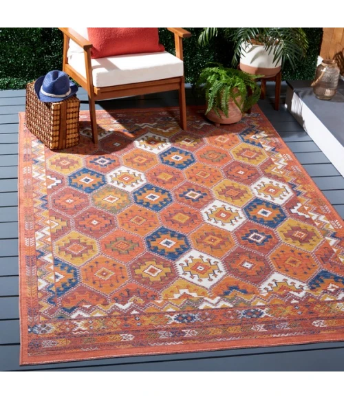 Safavieh Sunrise Gold / Rust Blue SUN630 5 ft. 3 in. X 7 ft. 7 in. Rectangle Rug