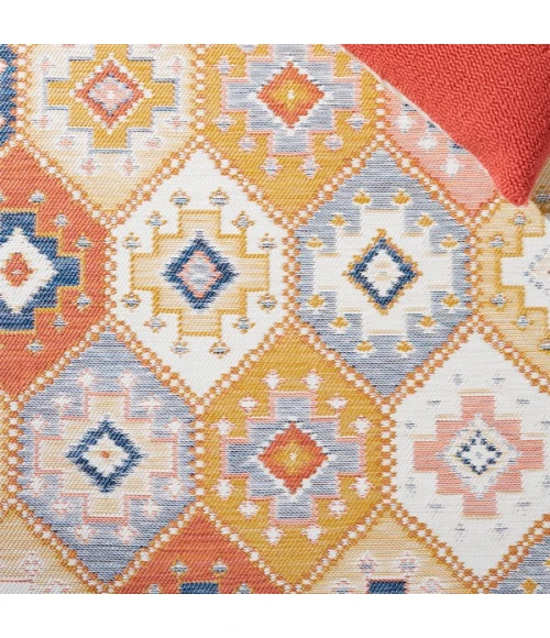 Safavieh Sunrise Gold / Rust Blue SUN630 5 ft. 3 in. X 7 ft. 7 in. Rectangle Rug