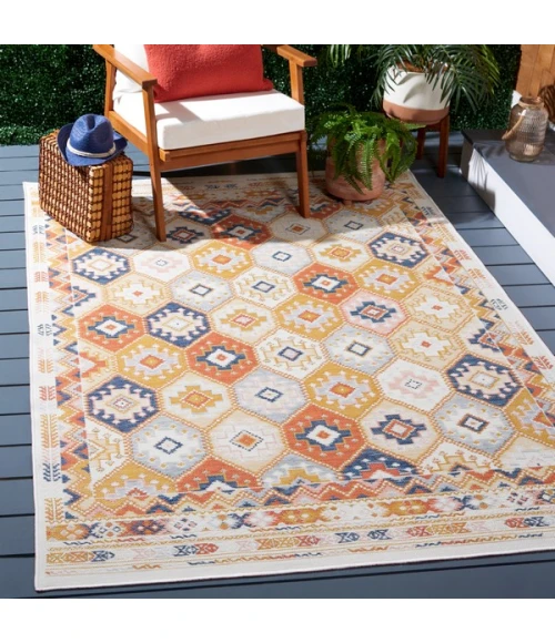 Safavieh Sunrise Gold / Rust Blue SUN630 5 ft. 3 in. X 7 ft. 7 in. Rectangle Rug