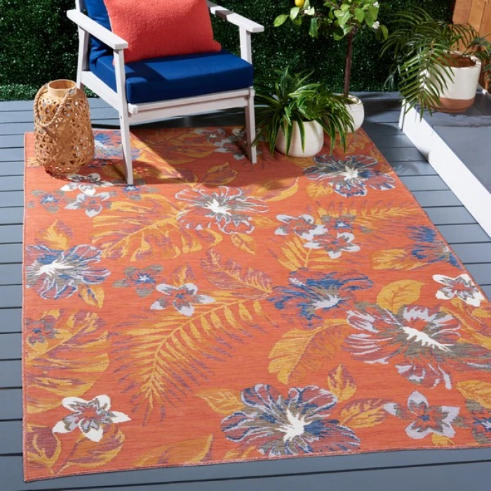 Safavieh Sunrise Ivory / Rust Blue SUN671 6 ft. 7 in. X 6 ft. 7 in. Square Rug