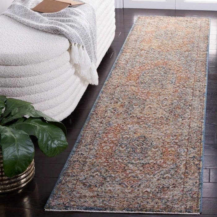 Safavieh Silverado Blue / Rust SVD106 2 ft. X 8 ft. Runner Rug