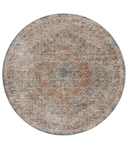 Safavieh Silverado Blue / Rust SVD106 6 ft. 4 in. X 6 ft. 4 in. Round Rug