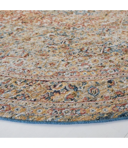 Safavieh Silverado Blue / Rust SVD106 6 ft. 4 in. X 6 ft. 4 in. Round Rug