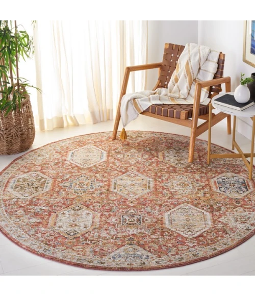 Safavieh Silverado Rust / Blue SVD108 6 ft. 4 in. X 6 ft. 4 in. Round Rug