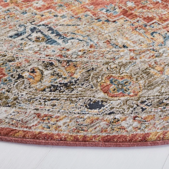 Safavieh Silverado Rust / Blue SVD110 6 ft. 4 in. X 6 ft. 4 in. Round Rug