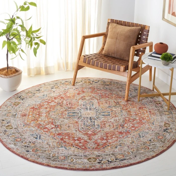 Safavieh Silverado Rust / Blue SVD110 6 ft. 4 in. X 6 ft. 4 in. Round Rug