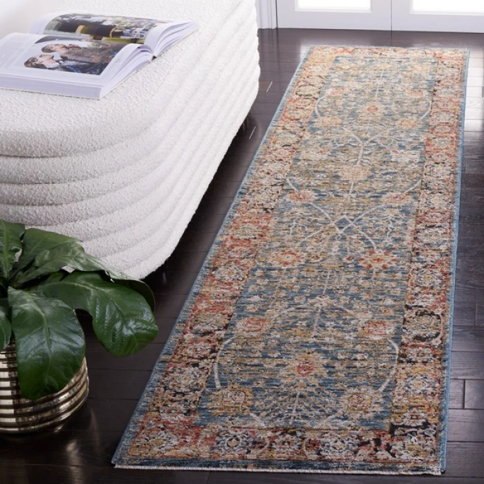 Safavieh Silverado Blue / Rust SVD112 2 ft. X 8 ft. Runner Rug