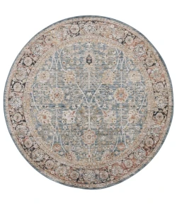 Safavieh Silverado Blue / Rust SVD112 6 ft. 4 in. X 6 ft. 4 in. Round Rug