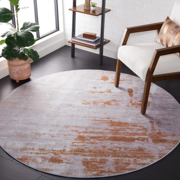 Safavieh Tacoma Grey / Rust TAC808 6 ft. X 6 ft. Round Rug