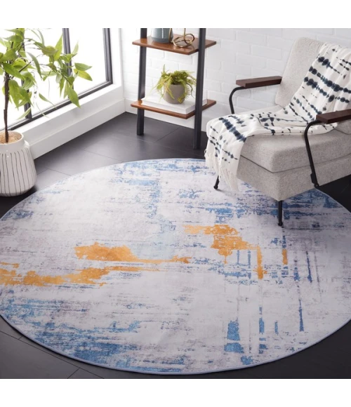 Safavieh Tacoma Grey / Blue TAC812 6 ft. X 6 ft. Round Rug