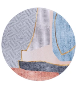 Safavieh Tacoma Beige / Blue TAC834 6 ft. X 6 ft. Round Rug