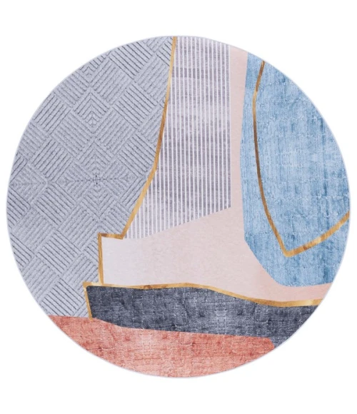 Safavieh Tacoma Beige / Blue TAC834 6 ft. X 6 ft. Round Rug