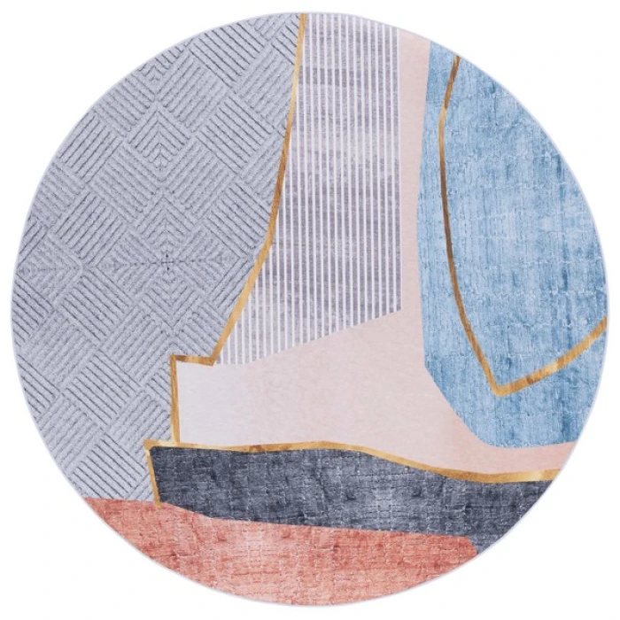 Safavieh Tacoma Beige / Blue TAC834 6 ft. X 6 ft. Round Rug