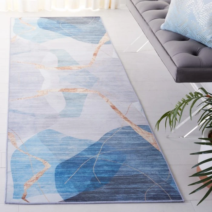 Safavieh Tacoma Blue / Gold TAC836 2 ft. 6 in. X 8 ft. Runner Rug