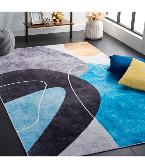 Safavieh Tacoma Dark Grey / Turquoise TAC837 3 ft. X 5 ft. Rectangle Rug