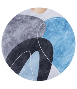 Safavieh Tacoma Dark Grey / Turquoise TAC837 6 ft. X 6 ft. Round Rug