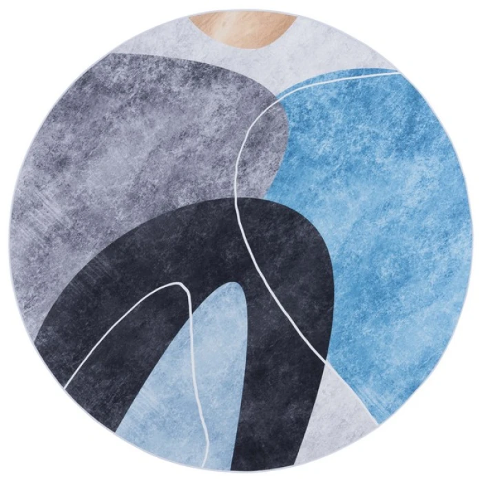 Safavieh Tacoma Dark Grey / Turquoise TAC837 6 ft. X 6 ft. Round Rug