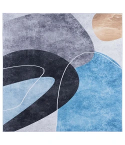 Safavieh Tacoma Dark Grey / Turquoise TAC837 6 ft. X 6 ft. Square Rug