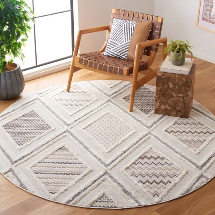 Safavieh Urban Grey / Ivory URB202 6 ft. 7 in. X 6 ft. 7 in. Round Rug