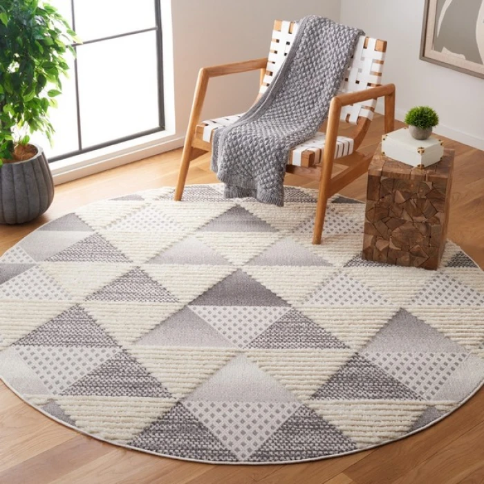 Safavieh Urban Grey / Ivory URB206 6 ft. 7 in. X 6 ft. 7 in. Round Rug