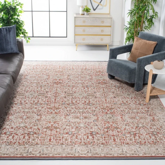 Safavieh Vivaldi Rust / Ivory VIV546 6 ft. 7 in. X 6 ft. 7 in. Square Rug