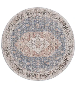 Safavieh Vivaldi Blue / Rust VIV565 6 ft. 7 in. X 6 ft. 7 in. Round Rug