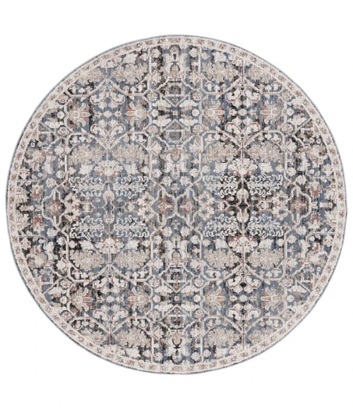 Safavieh Vivaldi Blue / Ivory VIV568 6 ft. 7 in. X 6 ft. 7 in. Round Rug