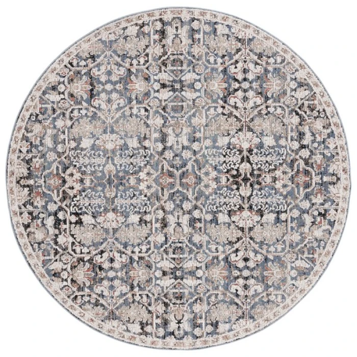Safavieh Vivaldi Blue / Ivory VIV568 6 ft. 7 in. X 6 ft. 7 in. Round Rug