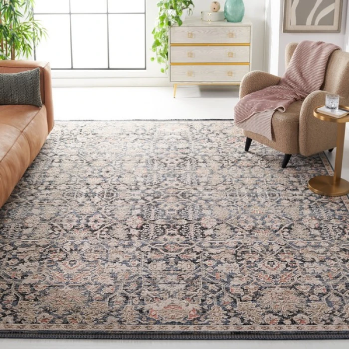Safavieh Vivaldi Blue / Ivory VIV568 6 ft. 7 in. X 6 ft. 7 in. Square Rug