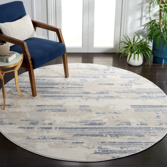 Safavieh Whisper Grey / Blue Ivory WHS542 6 ft. 7 in. X 6 ft. 7 in. Round Rug