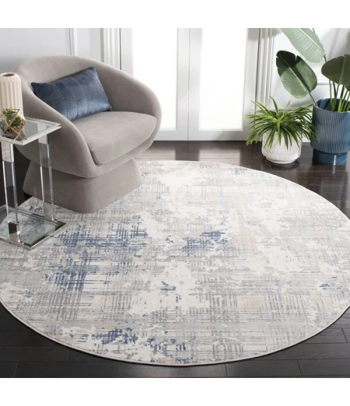 Safavieh Whisper Grey / Blue Ivory WHS544 6 ft. 7 in. X 6 ft. 7 in. Round Rug