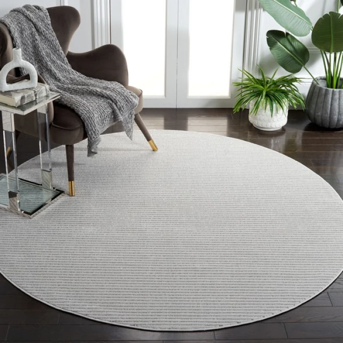 Safavieh Whisper Grey / Dark Grey WHS550 6 ft. 7 in. X 6 ft. 7 in. Round Rug