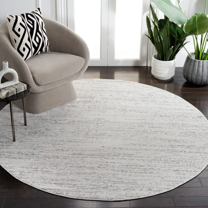 Safavieh Whisper Grey / Dark Grey WHS556 6 ft. 7 in. X 6 ft. 7 in. Round Rug