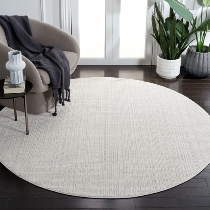 Safavieh Whisper Ivory / Ivory WHS560 6 ft. 7 in. X 6 ft. 7 in. Round Rug