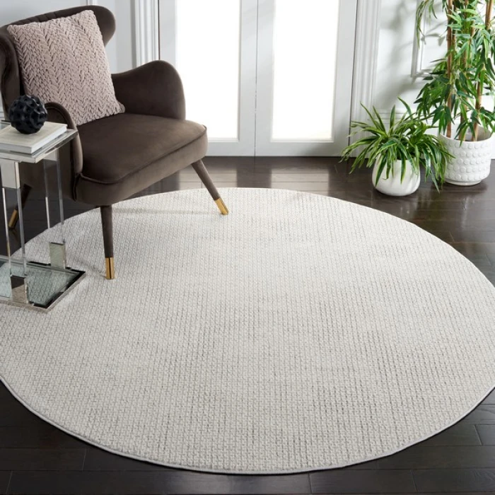 Safavieh Whisper Light Grey / Ivory WHS568 6 ft. 7 in. X 6 ft. 7 in. Round Rug