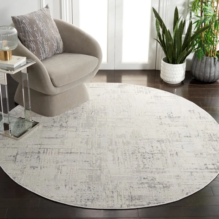 Safavieh Whisper Light Grey / Beige WHS582 6 ft. 7 in. X 6 ft. 7 in. Round Rug