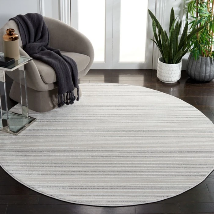 Safavieh Whisper Light Grey / Ivory WHS588 6 ft. 7 in. X 6 ft. 7 in. Round Rug