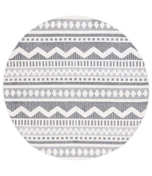 Safavieh Alamo ALM716 Charcoal / Ivory 6'-7" X 6'-7" Round Area Rug