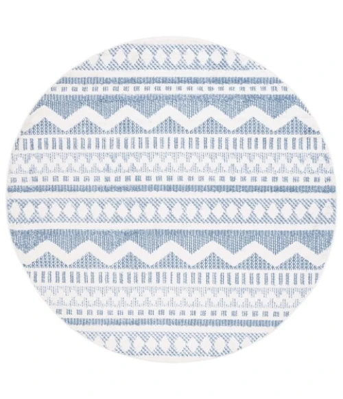 Safavieh Alamo ALM716 Blue / Ivory 6'-7" X 6'-7" Round Area Rug