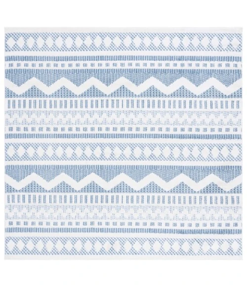 Safavieh Alamo ALM716 Blue / Ivory 6'-7" X 6'-7" Square Area Rug