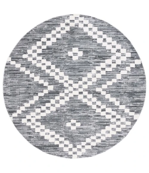 Safavieh Alamo ALM717 Charcoal / Ivory 6'-7" X 6'-7" Round Area Rug
